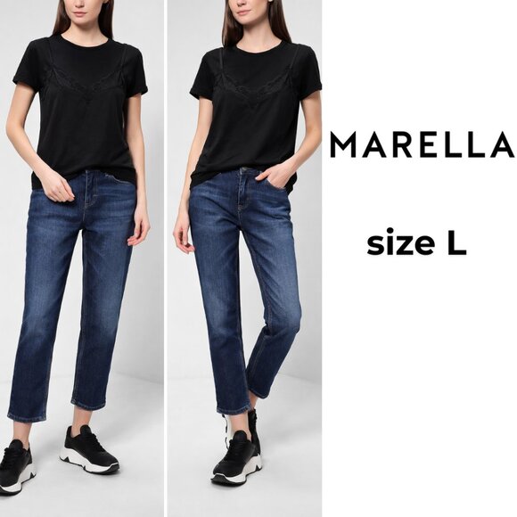 MARELLA Tops - MARELLA Black Camisole with Lace Detail